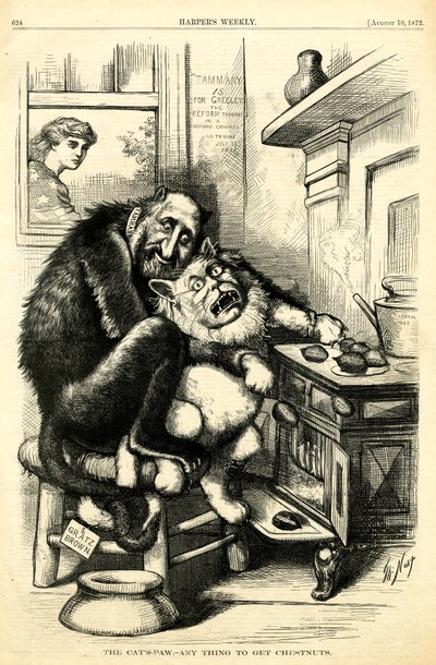 La pata del gato - Cualquier cosa para conseguir castañas de Thomas Nast